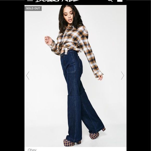 Obey The Siren Wide Leg Dark Wash Jeans Size 28 - Picture 6 of 9